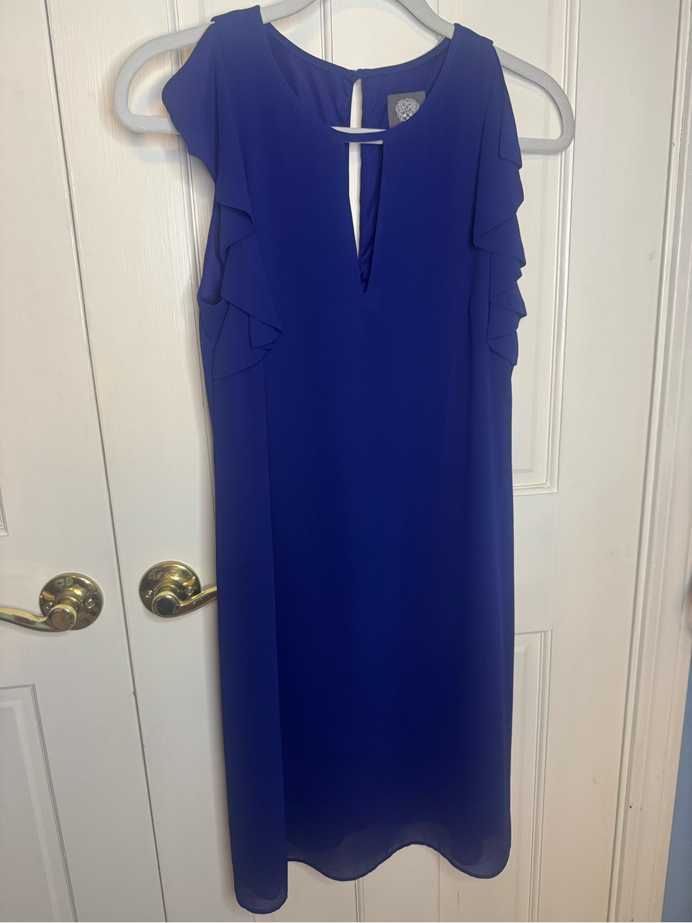 Vince Camuto Ruffle Capped Sleeves Shift Dress Size 8 - Picture 2 of 11